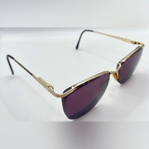 Vintage Affinity Gold Burgundy Oval Half-Rim Sunglasses Frames Only